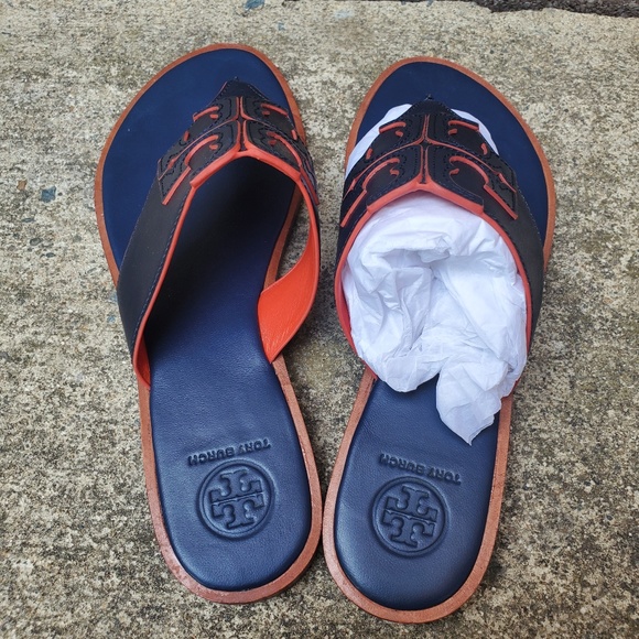 TORY BURCH WOMENS JAMIE THONG LEATHER FLIP FLOP SLIP ON SANDALS SHOES (NWB) - Picture 7 of 13